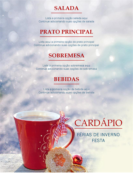Menu de festa de inverno Menu de festa de inverno
