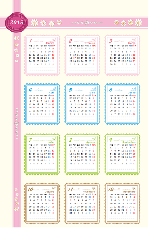 Calendário de 2015 com visão geral (seg - dom) Calendário de 2015 com visão geral (seg - dom)