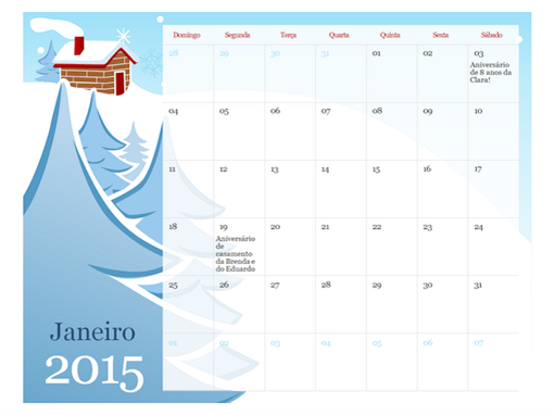 Calendário sazonal ilustrado de 2015 (seg-dom) Calendário sazonal ilustrado de 2015 (seg-dom)