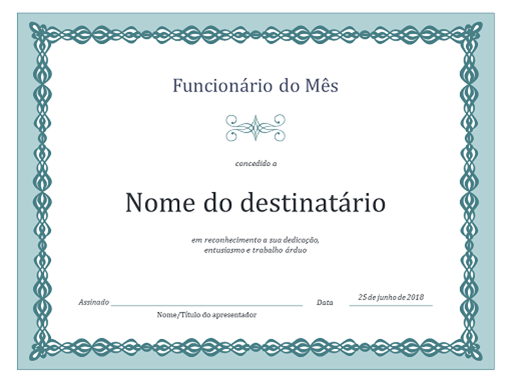 Certificado para o Funcionário do Mês (design de corrente 