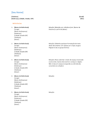 Lista de referências para currículo (Design funcional)