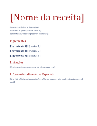 Caderno De Receitas Simples