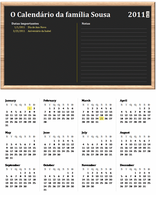 Calendário familiar (qualquer ano, seg-dom) Calendário familiar (qualquer ano, seg-dom)