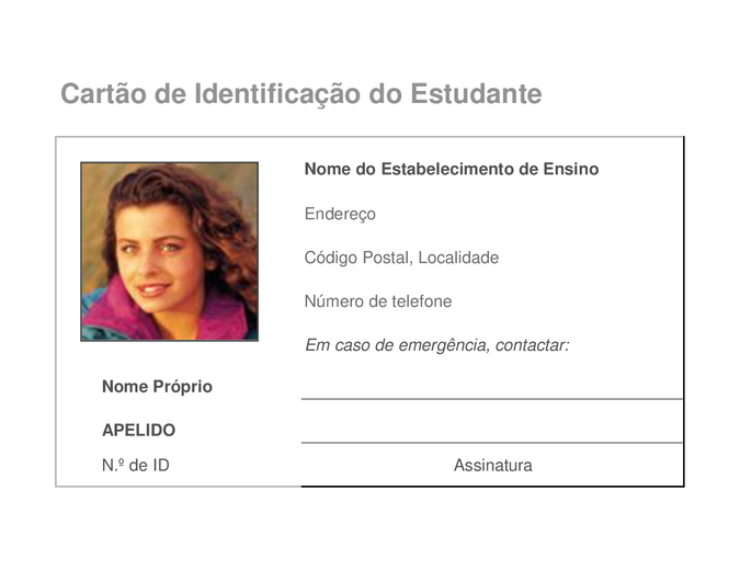 Cartão de identificação do estudante Cartão de identificação do estudante