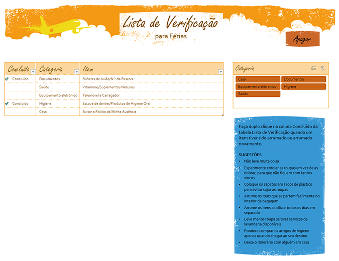 Lista de Verificação para Férias Lista de Verificação para Férias