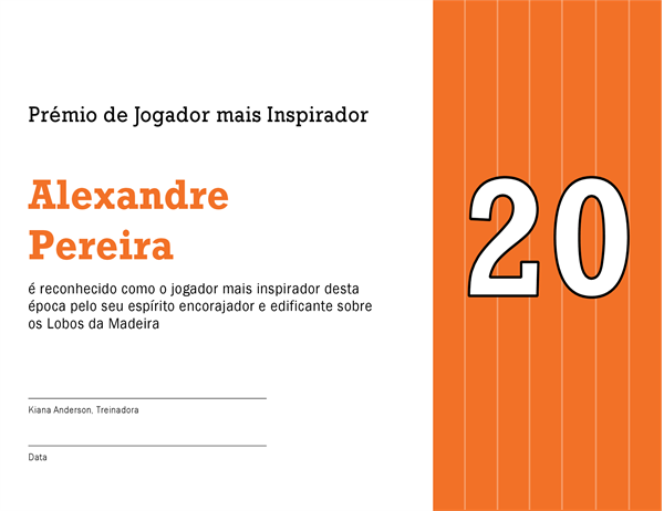 Certificado de Jogador Mais Entusiasmante (título editável) Certificado de Jogador Mais Entusiasmante (título editável)