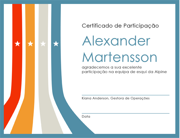 Certificado de participação Certificado de participação