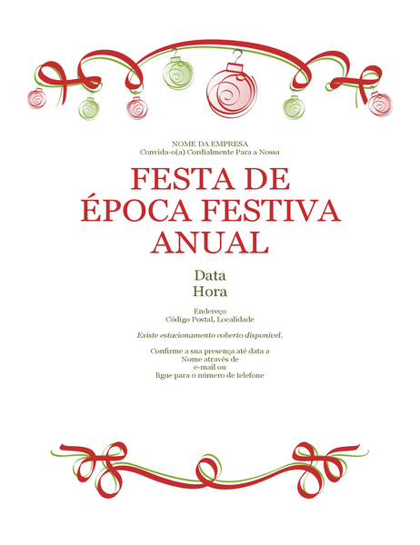 Convite de festa de época festiva com ornamentos e fita vermelha (design Formal) Convite de festa de época festiva com ornamentos e fita vermelha (design Formal)