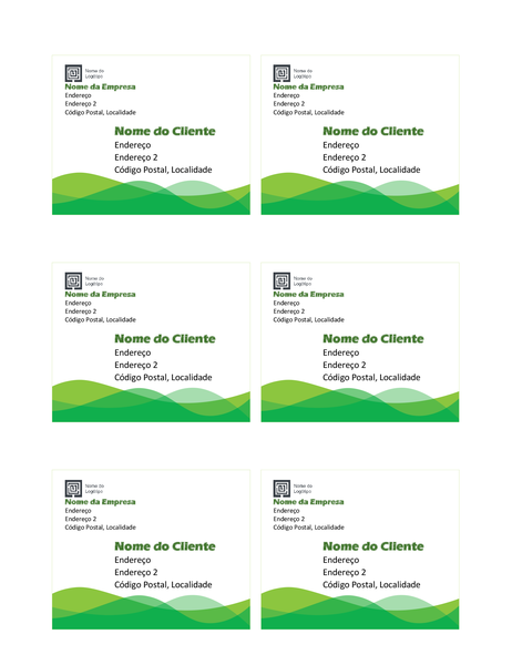 Etiquetas de envio (design Onda Verde, 6 por página) Etiquetas de envio (design Onda Verde, 6 por página)