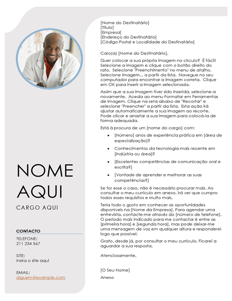 Carta de apresentação a cinzento e azul Carta de apresentação a cinzento e azul