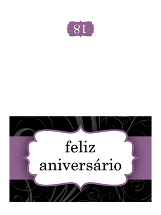 Cartão de aniversário (Estrutura de Fita Roxa, dobra a meio ) Cartão de aniversário (Estrutura de Fita Roxa, dobra a meio )