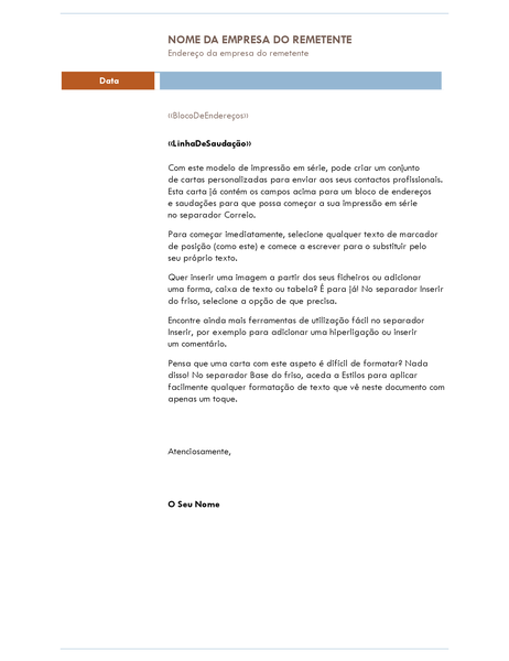 Carta de impressão em série (tema Mediano) Carta de impressão em série (tema Mediano)