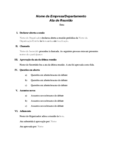 Ata de reunião formal Ata de reunião formal