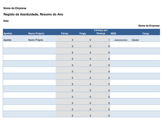 Registo de assiduidade dos colaboradores Registo de assiduidade dos colaboradores