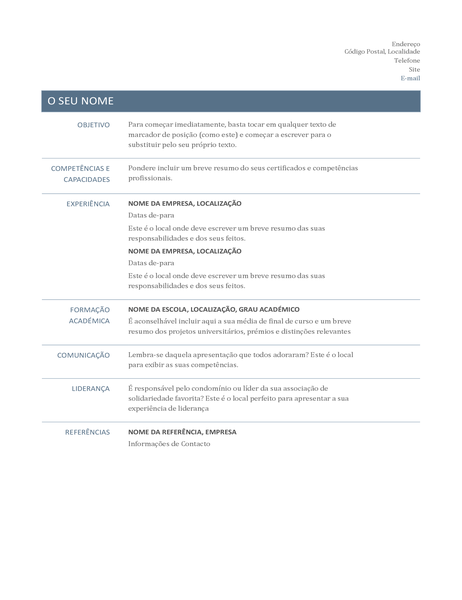Carta de Apresentação (cronológica) - Office Templates