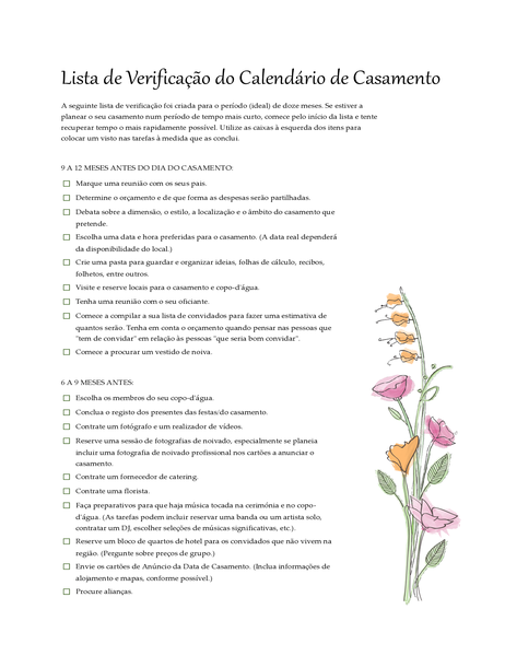 Lista de Verificação de Casamento (aguarela) Lista de Verificação de Casamento (aguarela)