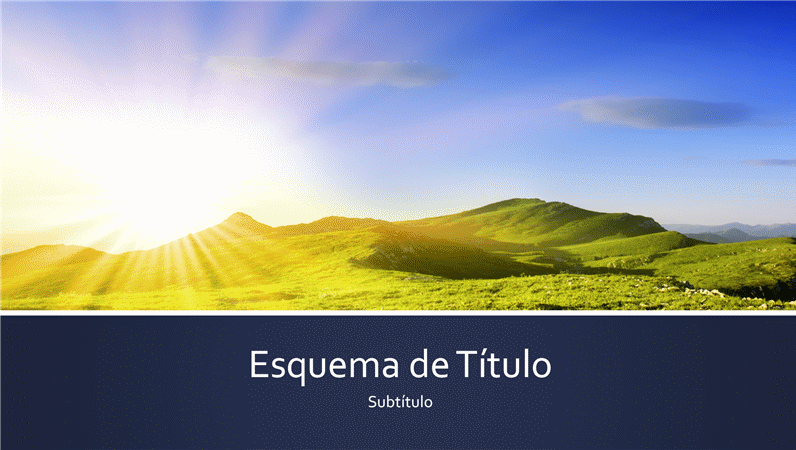 Apresentação com risca azul e fotografia do nascer do sol na montanha (ecrã panorâmico) Apresentação com risca azul e fotografia do nascer do sol na montanha (ecrã panorâmico)