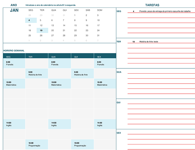 Calendário escolar (Seg) Calendário escolar (Seg)