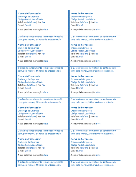 Cartões de marcação (10 por página)