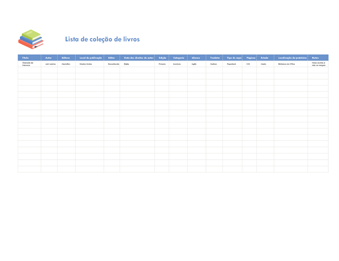Lista de coleção de livros
