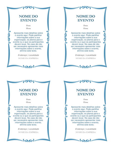 Convites para evento (4 por página) Convites para evento (4 por página)
