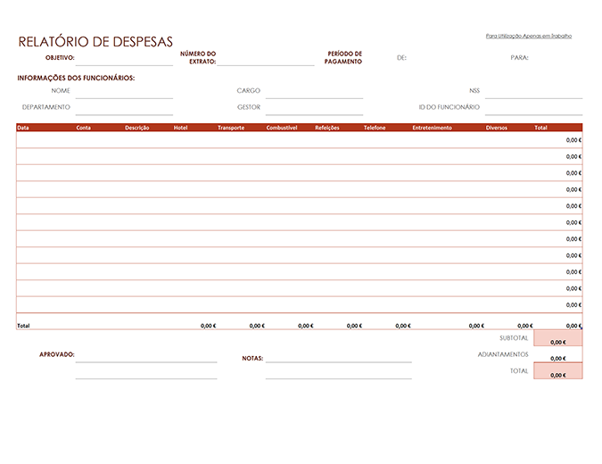 Registo de despesas Registo de despesas