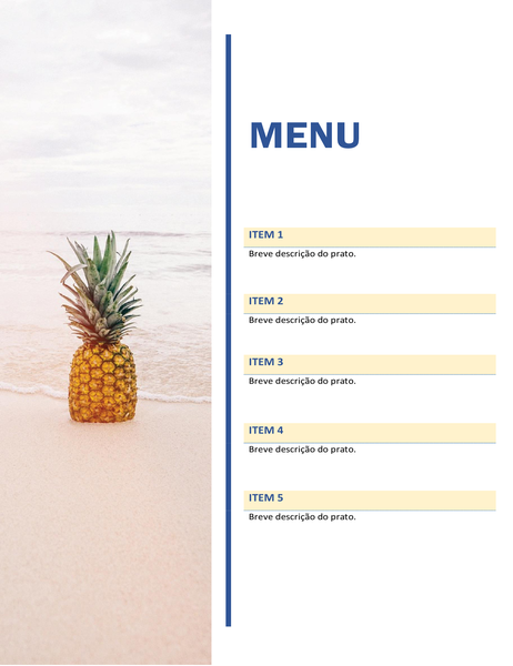 Menu de festa (design de sol e areia) Menu de festa (design de sol e areia)