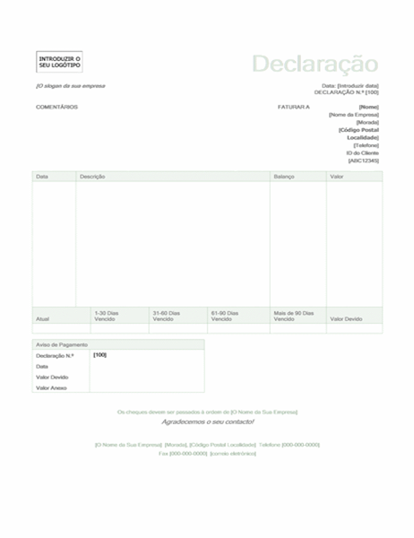 Declaração de faturação (design verde) Declaração de faturação (design verde)