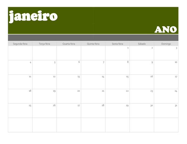 Calendário de faixa Calendário de faixa