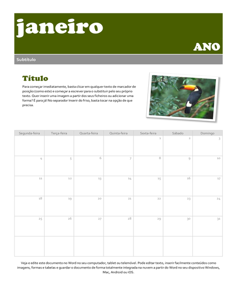 Calendário de instantâneos Calendário de instantâneos
