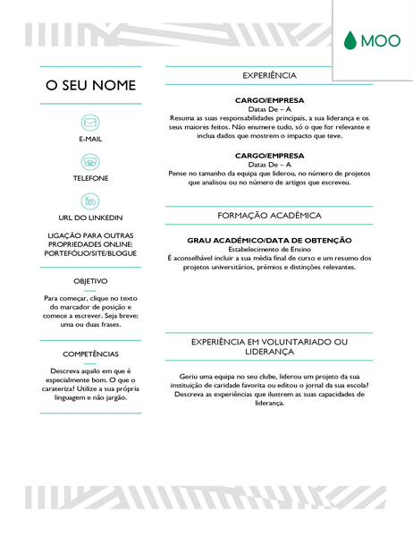Currículo criativo, concebido pela MOO Currículo criativo, concebido pela MOO
