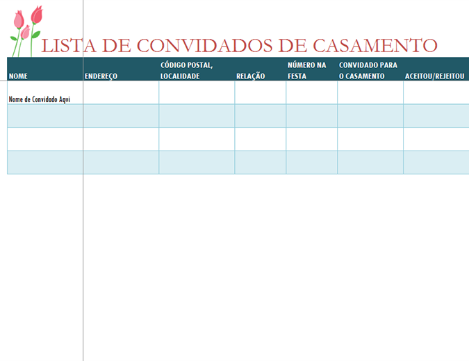 Lista de convidados de casamento (com tulipas) Lista de convidados de casamento (com tulipas)