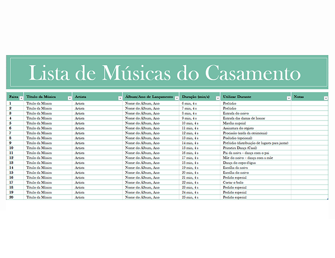Lista de músicas do casamento Lista de músicas do casamento