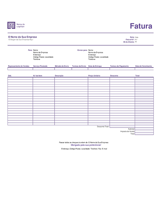Fatura de vendas (design Linhas Simples) Fatura de vendas (design Linhas Simples)
