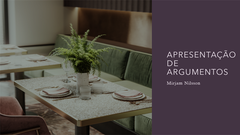 Apresentação de argumentos para restaurantes Apresentação de argumentos para restaurantes