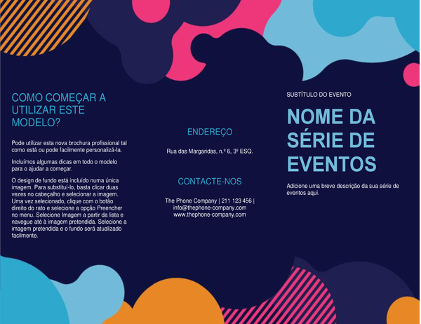 Brochura de eventos com formas vivas Brochura de eventos com formas vivas
