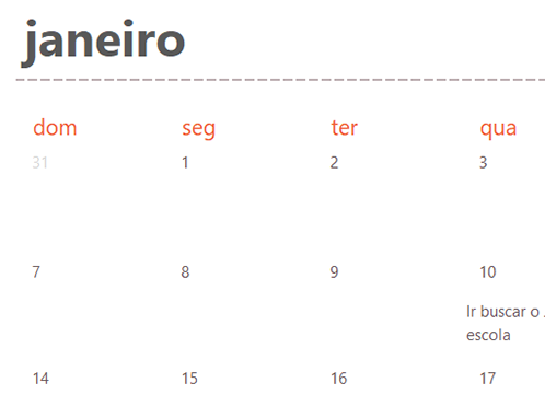 Separadores de calendário sempre atualizados (branco) Separadores de calendário sempre atualizados (branco)