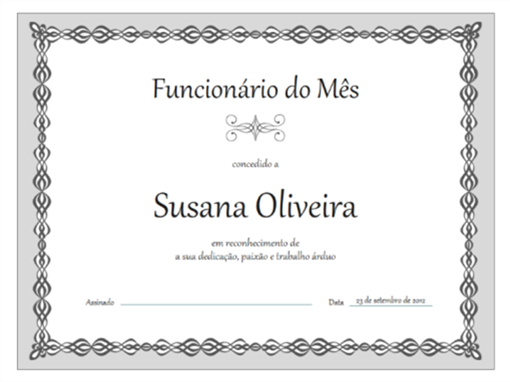 Certificado, Empregado do mês (design de corrente cinzenta) Certificado, Empregado do mês (design de corrente cinzenta)