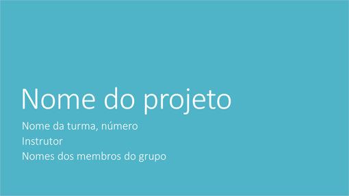 Apresentação de projeto de grupo (Temas de metrópole, ecrã panorâmico)