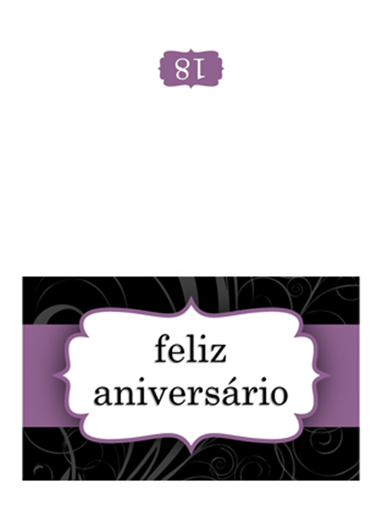Cartão de aniversário (Estrutura de Fita Roxa, dobra a meio ) Cartão de aniversário (Estrutura de Fita Roxa, dobra a meio )