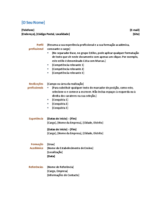 Curriculum vitae (currículo) - Office Templates