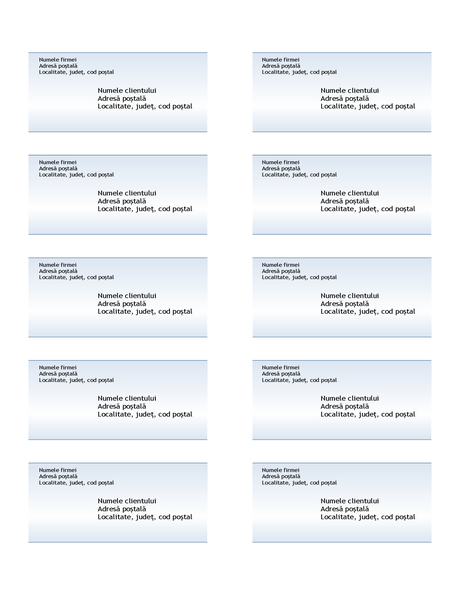 Etichete de livrare (proiectare Gradient albastru, 10 pe pagină) Etichete de livrare (proiectare Gradient albastru, 10 pe pagină)