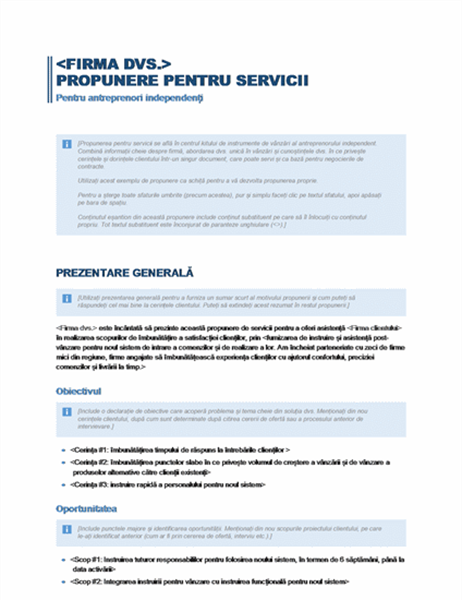 Propunere de servicii Propunere de servicii