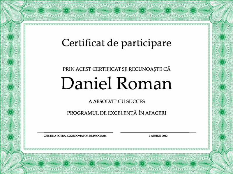 Certificat de absolvire (verde) Certificat de absolvire (verde)