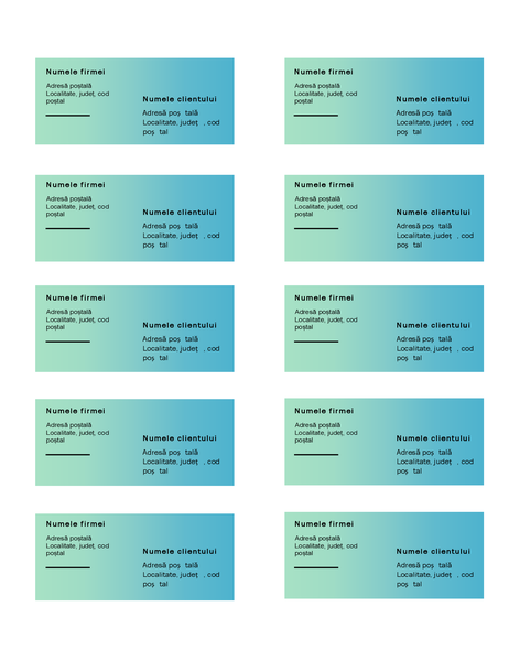 Etichete de livrare (proiectare Gradient verde, 10 pe pagină, compatibile cu Avery 5163) Etichete de livrare (proiectare Gradient verde, 10 pe pagină, compatibile cu Avery 5163)