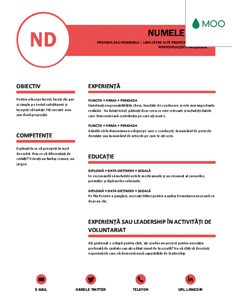 CV îngrijit, proiectat de MOO CV îngrijit, proiectat de MOO
