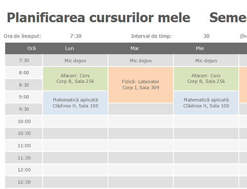 Planificare cursuri Planificare cursuri