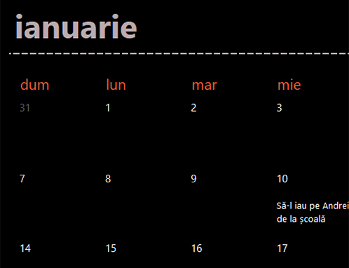 File de calendar permanent (negru) File de calendar permanent (negru)
