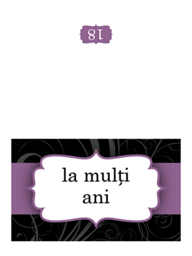 Felicitare aniversară (proiectare cu panglică violet, pliată pe jumătate) Felicitare aniversară (proiectare cu panglică violet, pliată pe jumătate)
