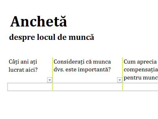 Anchetă despre locul de muncă Anchetă despre locul de muncă